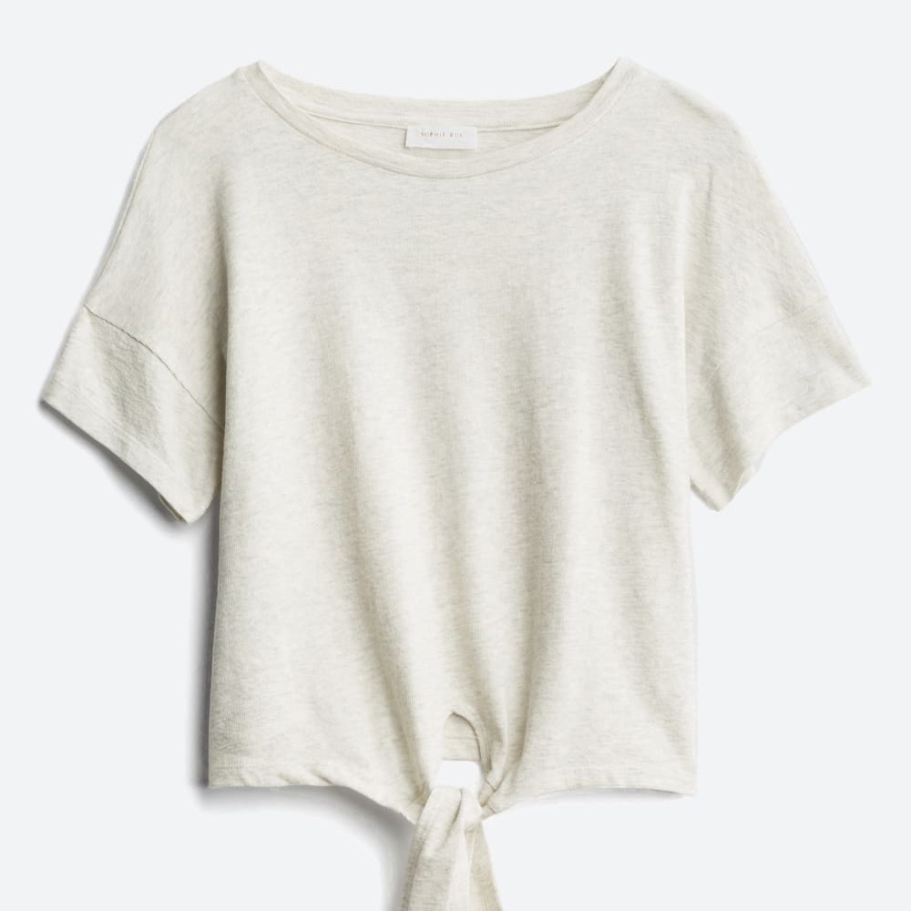 Crop tie front tee